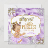 Carriage Princess Baby Dusche Lila Brünett Einladung (Vorderseite)