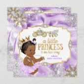 Carriage Princess Baby Dusche Lila ethnisch Einladung (Vorne/Hinten)