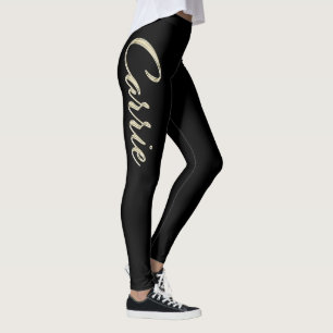 Carrie white gold Handwriting Hose Leggings