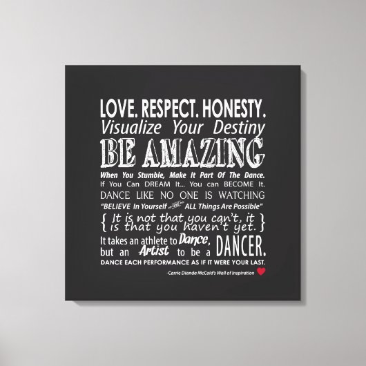 Carrie's Inspiration Dance Quotes 24x24 Leinwand (Vorderseite)