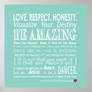 Carrie's Wall of Inspirational Dance Quotes- Aqua Poster