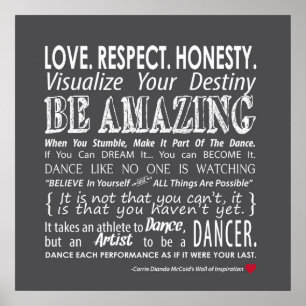 Carrie's Wall of Inspirational Dance Quotes- Grey Poster
