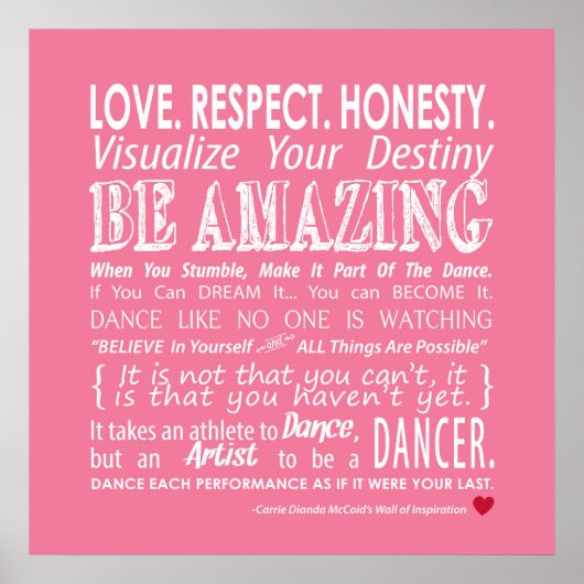 Carrie's Wall of Inspirational Dance Quotes - Rosa Poster (Vorne)