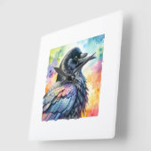 Carrion Crow 020924AREF111 - Watercolor Quadratische Wanduhr (Winkel)