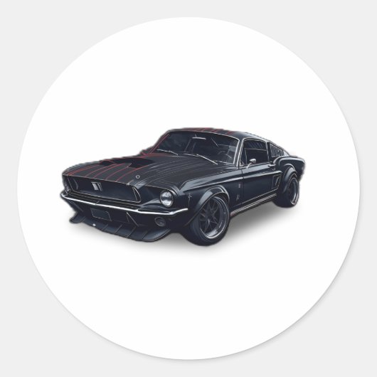 Carro Auto negro cool car Runder Aufkleber (Vorderseite)