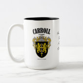 Carroll Familienwappen, Übersetzung und Bedeutung Zweifarbige Tasse (Links)