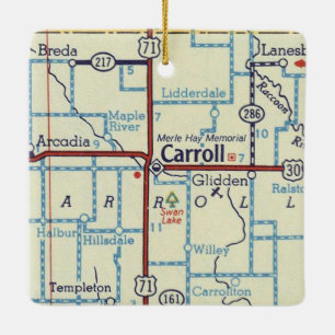 Carroll Iowa Vintage Karte Keramikornament
