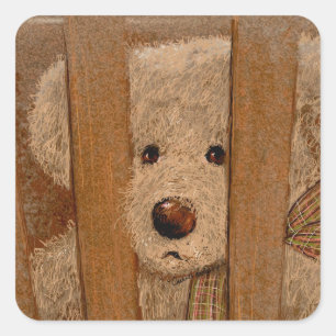 Carroll Teddy Bärenkarte Quadratischer Aufkleber