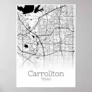 Carrollton Karte - Texas - Stadt-Karten-Plakat Poster
