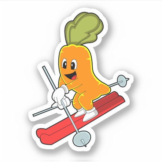 Carrot als Skifahrer mit Ski Aufkleber (Vorderseite)