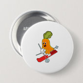 Carrot als Skifahrer mit Ski Button (Vorne & Hinten)