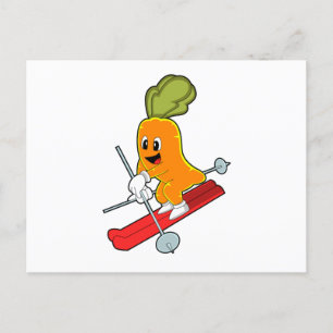 Carrot als Skifahrer mit Ski Postkarte