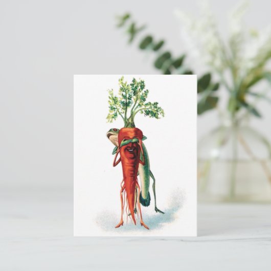 Carrot and Frog Funny Valentine Postkarte (Stehend Vorderseite)