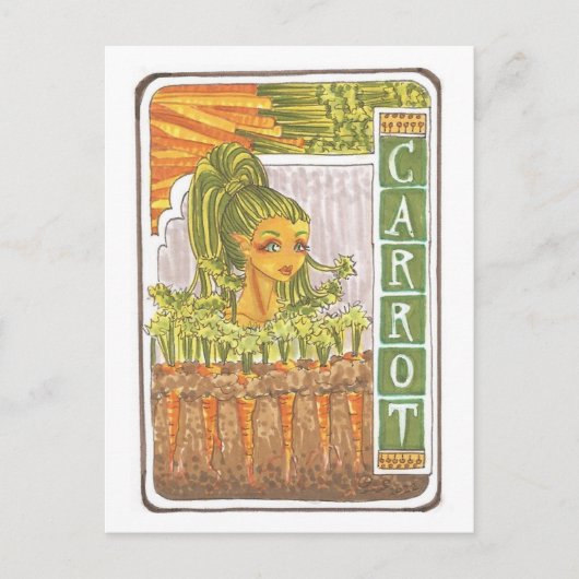 Carrot Art nouveau Fairy Portrait Kunst, Dichtung Postkarte (Vorderseite)