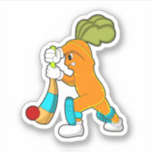 Carrot auf Cricket mit Kricketfledermaus Aufkleber (Vorderseite)