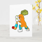 Carrot auf Cricket mit Kricketfledermaus Karte (Gelbe Blume)