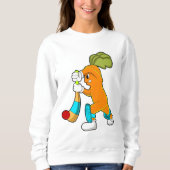 Carrot auf Cricket mit Kricketfledermaus Sweatshirt (Vorderseite)