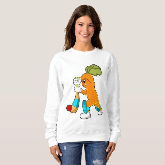 Carrot auf Cricket mit Kricketfledermaus Sweatshirt (Vorne ganz)