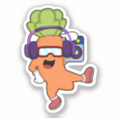 Carrot bei Musik mit Headphone Aufkleber (Vorderseite)