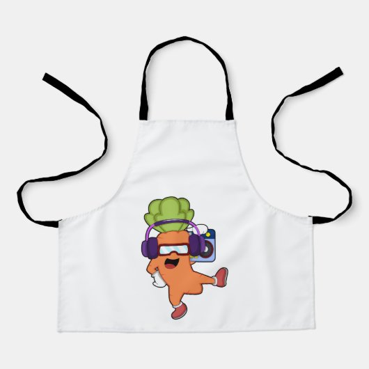 Carrot bei Musik mit Headphone Schürze (Vorderseite)