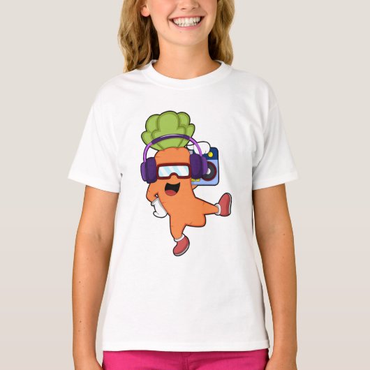 Carrot bei Musik mit Headphone T-Shirt (Vorderseite)