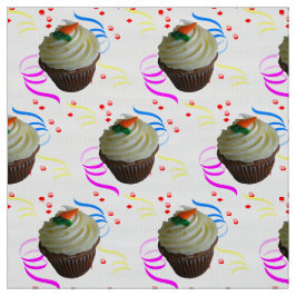Carrot Cake Cupcake & Confetti Poly Weave Fabric Stoff