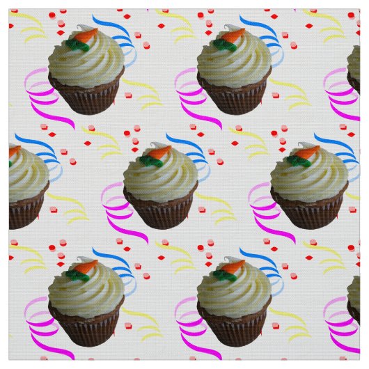 Carrot Cake Cupcake & Confetti Poly Weave Fabric Stoff (Muster)