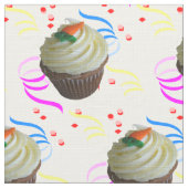 Carrot Cake Cupcake & Confetti Poly Weave Fabric Stoff (Nahaufnahme)