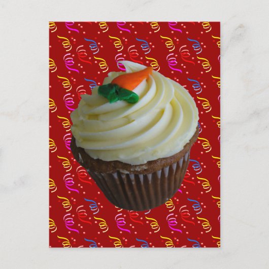 Carrot Cake Cupcake mit Confetti Postkarte (Vorderseite)