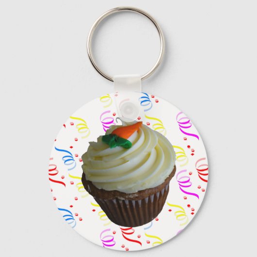 Carrot Cake Cupcake mit Confetti Schlüsselanhänger (Vorderseite)