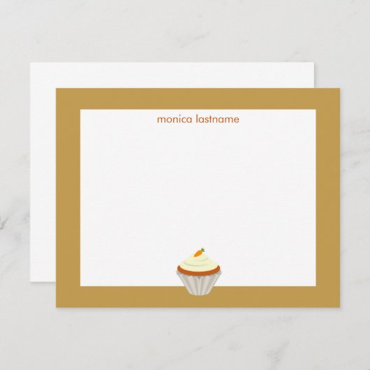 Carrot Cake Cupcake Personalisiert Flat Notecard Mitteilungskarte (Vorne/Hinten)