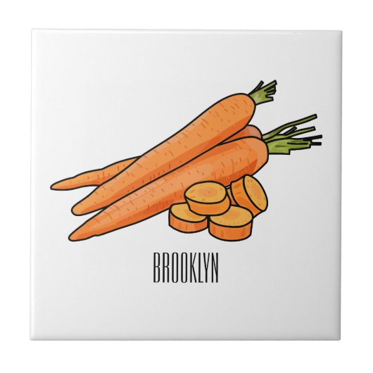 Carrot-Cartoon-Abbildung Fliese (Vorderseite)