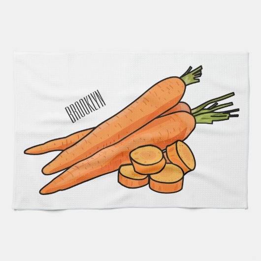 Carrot-Cartoon-Abbildung Geschirrtuch (Horizontal)