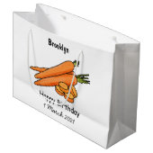 Carrot-Cartoon-Abbildung Große Geschenktüte (Vorderseite Schrägansicht)