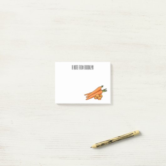 Carrot-Cartoon-Abbildung Post-it Klebezettel (Auf Schreibtisch)