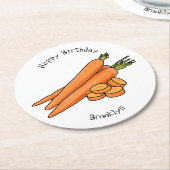 Carrot-Cartoon-Abbildung Runder Pappuntersetzer (Angewinkelt)