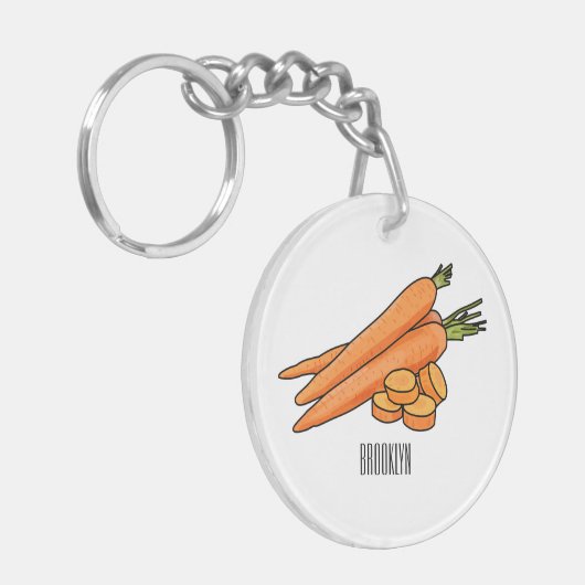 Carrot-Cartoon-Abbildung Schlüsselanhänger (Vorderseite links)