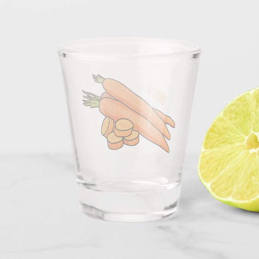 Carrot-Cartoon-Abbildung Schnapsglas (Rückseite)