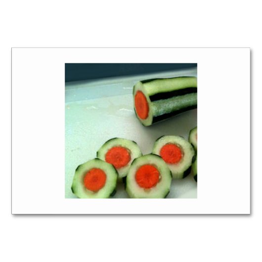 Carrot Cucumber Lesekarten für Erwachsene Tischnummer (Vorderseite)