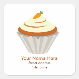 Carrot Cupcake Adressenaufkleber Quadratischer Aufkleber