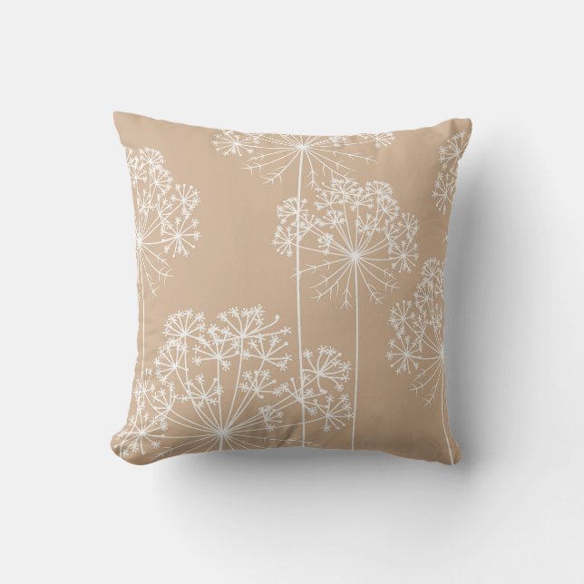 Carrot Flower Silhouette Soft Beige Throw Pillow Kissen (Vorderseite)