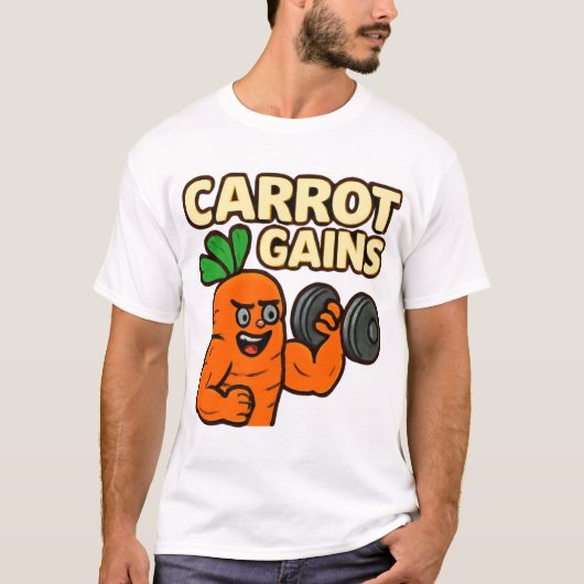 Carrot Gains Bodybuilding Cartoon Art T-Shirt (Vorderseite)