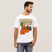 Carrot Gains Bodybuilding Cartoon Art T-Shirt (Vorne ganz)