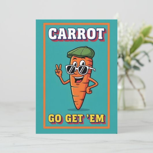 Carrot Go Get ’Em funny carrot pun motivational Dankeskarte (Stehend Vorderseite)