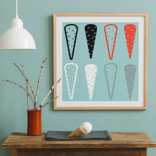 Carrot Icons Orange Schwarz-weiß Poster