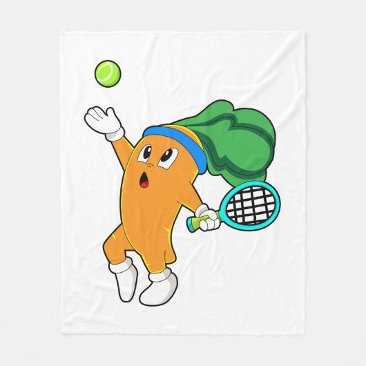 Carrot im Tennis mit Tennisschläger Fleecedecke (Vorderseite)