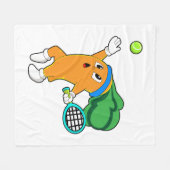 Carrot im Tennis mit Tennisschläger Fleecedecke (Vorderseite (Horizontal))