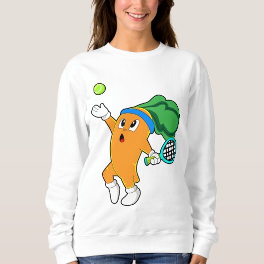 Carrot im Tennis mit Tennisschläger Sweatshirt (Vorderseite)