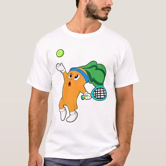 Carrot im Tennis mit Tennisschläger T-Shirt (Vorderseite)