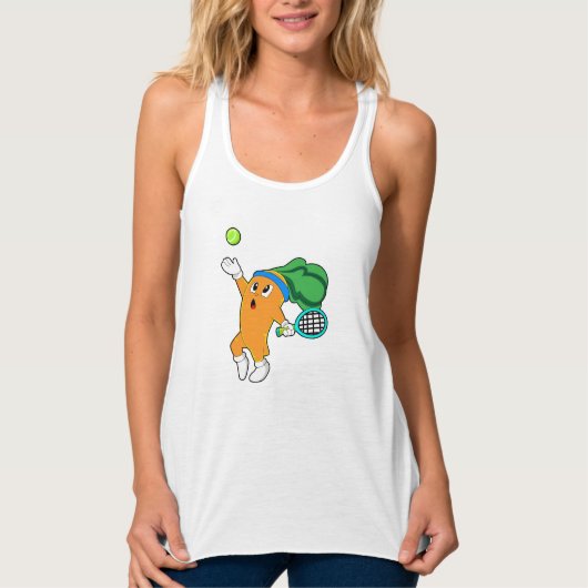 Carrot im Tennis mit Tennisschläger Tank Top (Vorderseite)
